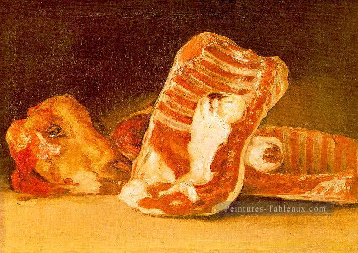 Nature morte avec Sheeps Tête Romantique moderne Francisco Goya Peintures à l'huile